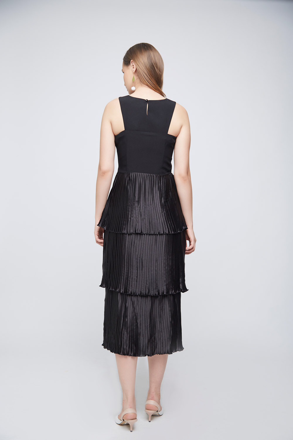 Black Pleated Evening Dress -3